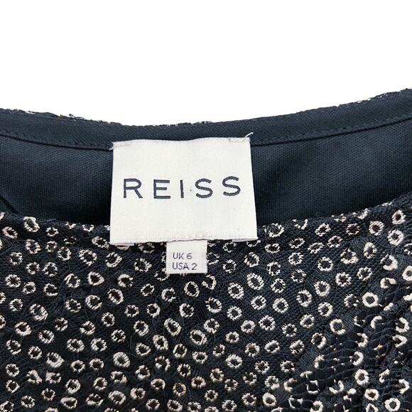 Reiss Black‎ Lace Overlay Bodycon Ruched Mini Dress Size 2 - Picture 8 of 15